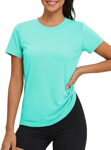 MAGCOMSEN Sportshirt Damen UV Shirt Kurzarm Sport Shirts Basic Funktionsshirt Fitness Wandershirt Yoga UV-Schutz Wasser