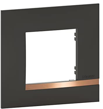 BTicino - Plaque Altège Collection Mezzo 1 poste finition Note cuivrée - noir satiné avec liseré effet cuivre