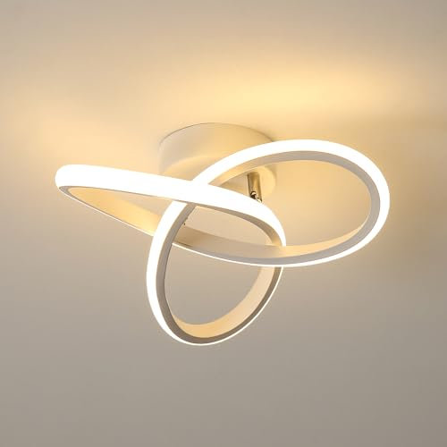 Osairous LED Deckenleuchte Modern, 22W 2500LM Deckenlampe Schlafzimmer LED, Warmweiß 3000K, Weiß LED Deckenbeleuchtung für Wohnzimmer Badezimmer Küche Balkon, Dia 25cm