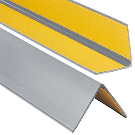 ProfiPVC Cornière PVC 50x50 mm 200cm - Baguette d’angle de protection, profilé d'angle caoutchouc autoadhésif - Protection d'angles et rebords, flexible, facile à installer, Argenté