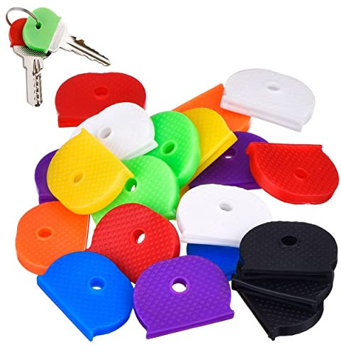 24 PCS Key Covers Flexible Key Caps 2.5 cm Key Covers Caps Key Toppers for Easy Identification Door Keys(8 Colors)