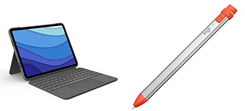 Logitech Combo Touch iPad Pro 11 in (1.ª, 2.ª, 3.ª, 4.ª Gen.- 2018, 2020, 2021, 2022) Funda con Teclado y lápiz Crayon (2018 y posteriores), QWERTY ESP, Gris