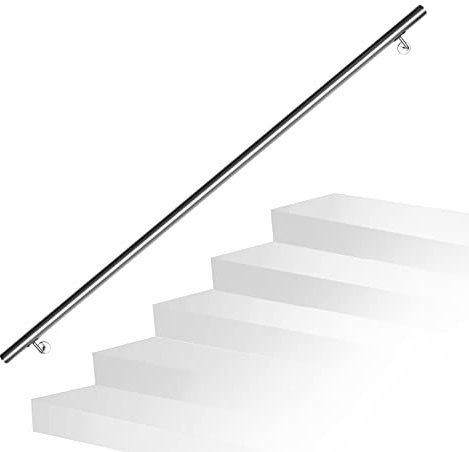 Ikodm Pasamanos de acero inoxidable para escaleras, barandilla de pared, pasamanos de pared, escalera de 80 cm de diámetro, 42 mm, para exterior e interior con soportes de pared, material de montaje