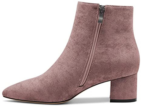 Castamere Donna Chunky Blocco Basso Gattini Tacco Heel Chiusa a Punta Stivaletti Slip-on Cerniera Ufficio Classico Dress Stivali Beige Scamosciato 35 EU
