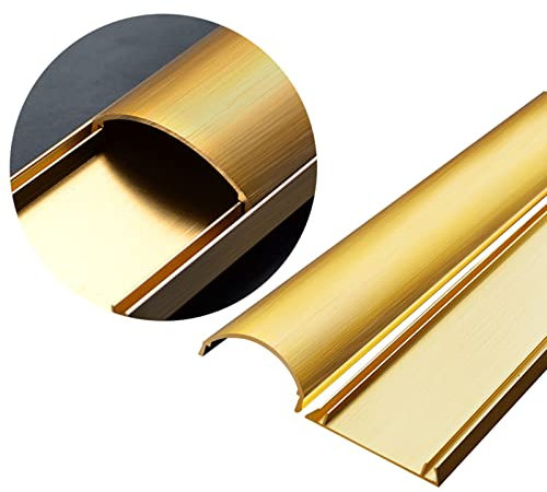 HAIXHX Kabelkanal Edelstahl Kabelkanal Kabelabdeckung, Selbstklebende wasserdichte Bodenkabelabdeckung Kabelmanagement für Haus/Büro (Color : Gold, Size : No.4)