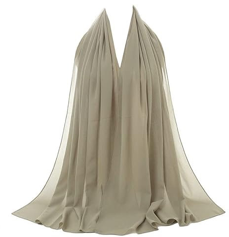 Scarf Shack Damenschal, Hijab, Chiffon, Georgette, handgefertigt, weich, Premium-Qualität, Sarong-Schal, Maxi-Schal, einfarbig, einfarbig, hergestellt in Dubai (Olivgrün)