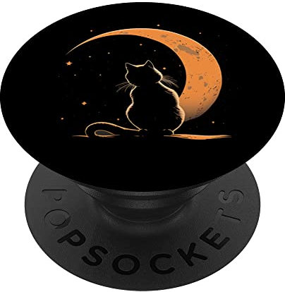 Cat Crescent Black Moon Sailor PopSockets mit austauschbarem PopGrip