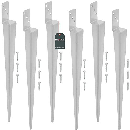 KOTARBAU® 6er Set Pfostenträger zum Einschlagen L 60x600 mm Idealer Träger für Konstruktionen Verzinkt