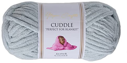 Utopia Crafts Cuddle Super Chunky Chenille-Garn zum Stricken und Häkeln, 100 g – 60 m, Hellgrau