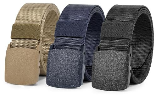 WERFORU Nylon Gürtel für Männer Militärische Taktische Gürtel Leinwand Web Gürtel im Freien mit Plastikschnalle