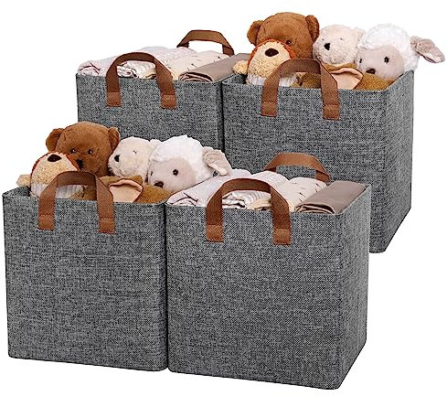 GRANNY SAYS Aufbewahrungswürfel für Regal, 4 Stück Aufbewahrungsboxen mit Metallrahmen, Kallax Regal Aufbewahrungsboxen mit Griffen, Kisten für Kinderzimmer Organisieren, Faltboxen 30x30x30 cm, Grau