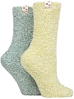 ELLE Ladies Bed & Slipper Socks - Soft, Cosy & Warm in Many Colours for Home and Lounging, a Gift Idea for Christmas Pack of 2 Size 4-8 Autumn Apple 4-8