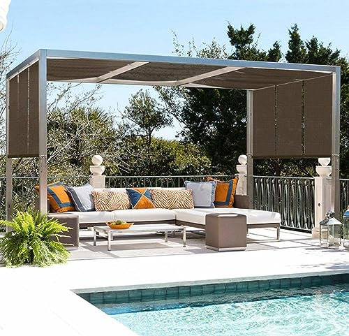 Filet Ombrage Voile d Ombrage Bache pour Pergola Toile Ombrage Toile d'ombrage Rectangulaire 90-95% UV Filet Coupe-Vent Plantes Jardin Fleurs Serre Grange Chenil Toit Couvre,brown-6x8m