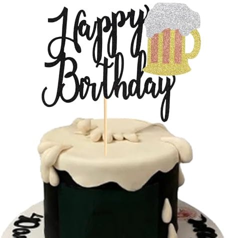 Arthsdite 1 x Bierkrug Happy Birthday Kuchendekoration zum Feiern von Glorymoment Bierthema Geburtstag Mottoparty Supplies