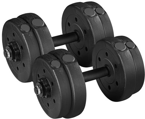 Yaheetech Adjustable Dumbbells 15KG Dumbbell Set Pair of 2 Weight Lifting Dumbbells for Home Gym Strength Training