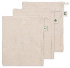 Sacchetti per biancheria in rete di cotone, confezione da 3 sacchetti grandi per lavatrice, chiusura a coulisse, senza microplastica e sostenibili, per biancheria intima e reggiseno