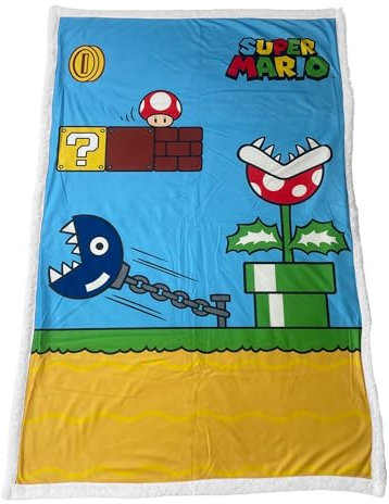 Hômadict Plaid Sherpa 100X150 cm SUPER Mario The Game