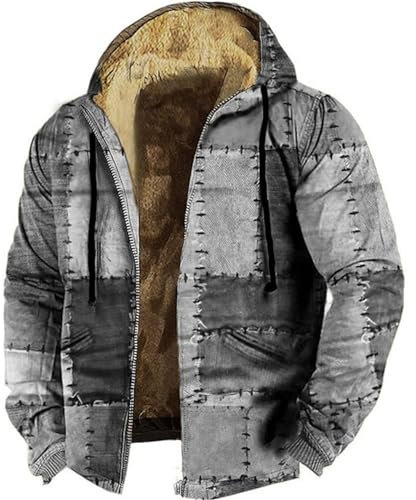 Cenlang Tactical Jacket Mens Funnel Neck Coat Men's Winter Coats 2022 Wool Flannel Jacket Vintage Winter Jacket Mens Rain Wear for Mens Lightweight Parka Jacket Men's Outerwear Fleece Mens