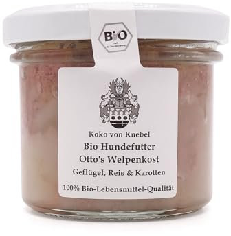 Bio Hundefutter im Glas -Organic Dog Dinner - Bio Hundefutter Otto - Huhn, Reis&Karotten Glas 12 x 100g [Premium Nassfutter] - 100% Bio Qualität - Koko von Knebel