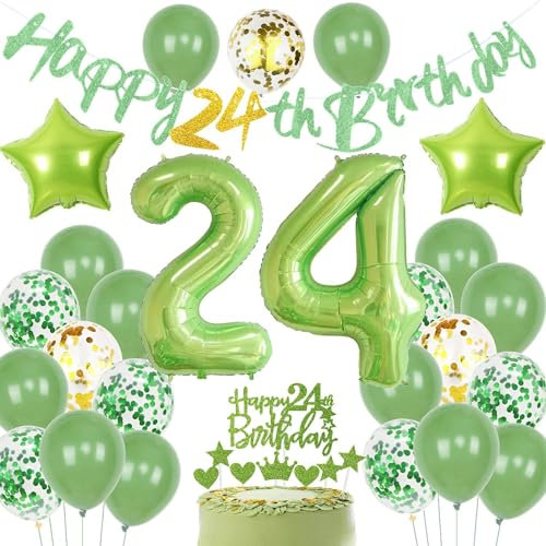 Grün Geburtstagsdeko 24 Mann, Grün 24 Geburtstag Deko Frau, Luftballons 24. Geburtstagsdeko Mann 24. Geburtstag, 24. Frau Ballon, 24. Party Deko