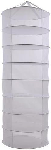 Chase Fitness Hydroponics Herb and Plant Drying Net, 145cm Tall, 8 18cm Tier Rack, White Mesh Design Without Zipper, Gardening Accessories