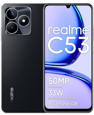 realme Smartphone C53, 256GB/ 8GB di RAM, Dual SIM, Colore Nero