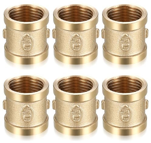 6 Pz Manicotto in Ottone, Raccordo Filettato 1/2 IG/IG, 1/2 Femmina a 1/2 Femmina BSP Filettatura in Ottone, Raccordi in Ottone, Connettore di Accoppiamento per Tubi Impianti Riscaldamento