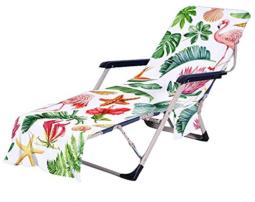 MYIESAXL 3D-Sonnenliege-Strandtuch mit Taschen, Seestern-Druck, Strandstuhl-Abdeckung, Chaiselongue-Handtuch-Abdeckung, Sonnenliegen-Handtücher für Sommerurlaub, Garten, Außenpool
