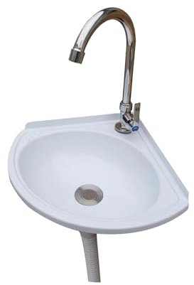 Diseño triangular que ahorra espacio 27.5X35X11CM Lavabo de pared sin taladrar de plástico Mano de obra fina lavabos de plástico fregadero de plastico exterior (27.5X35X11CM C)