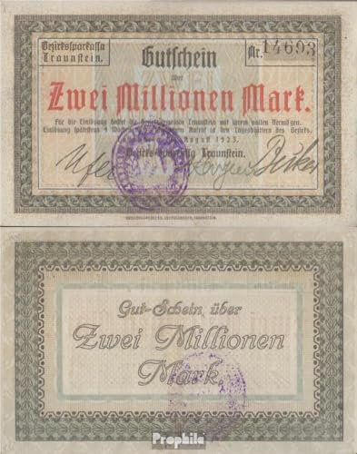 Prophila Collection Geldschein Traunstein Inflationsgeld Sparkassa Traunstein bankfrisch 1923 2 Millionen Mark (Banknoten für Sammler - kein Zahlungsmittel)