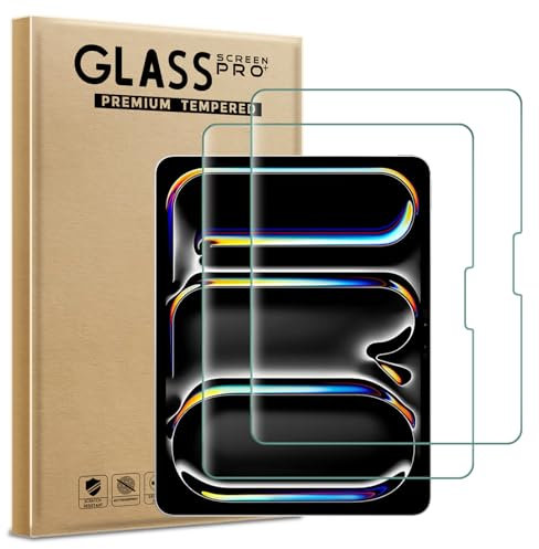 AOKUMA Verre Trempé compatible Apple iPad Pro 13 Pouces M4 (2024), [Lot de 2] Protection d'écran Pour iPad Pro 13 Pouces M4 (2024) [0.26mm] [Extrêmement résistant aux rayures] [Haute définition]