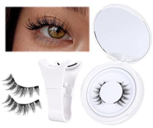 Hebterrka Premium set Von NatüRlichen Magnetischen Wimpern, Wispy Magnetic Lashes,inkl Transparentem Band, Klebefreies Design füR Einen Einfachen