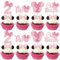 Xsstarmi 24 Pack Pink Bow Mini Second Birthday Cupcake Toppers - Mouse Two Oldes Cupcake Picks for Baby Shower Party Decorations