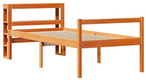 vidaXL Bettgestell mit Kopfteil ohne Matratze Wachsbraun 75x190 cm