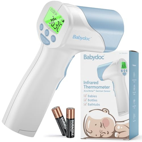 Babydoc Clinical Grade Baby Thermometer, Advanced AccuTemp German Sensor, 3-in-1 Safe Contactless Infrared Thermometer, Object Mode for Milk or Bathwater, Infants, Toddlers, Children, Adults