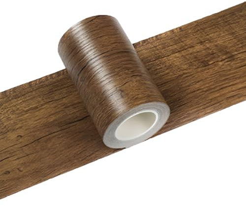 QXCFTW 1.96 in x 32.8ft Wood Grain Repair Tape, Floor Tape, Waterproof Wood Effect Tape, Wood Colored Trim, Adhensive Imitation Woodgrain Duct Tape, for Doors, Tables, Windows, Floors (Brown)