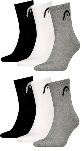 HEAD Herren Short Crew Sportsocken im 6erPack (35-38, Grey/White/Black)