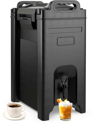 GOPLUS 19L Thermogetränkebehälter aus LLDPE, isolierter Getränkeserver für kalte & heiße Getränke, tragbarer Getränkespender mit Zapfhahn & Handgriff, für Kaffee Saft Wasser Tee, Schwarz