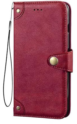 Auotu Cuir PU Coque with Protection de la caméra Flip Bookstyle Magnétique Housse Étui Cover Case pour Unihertz 8849 Tank 3s Smartphone (Rouge)