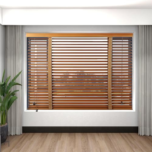 Holzjalousie 50mm Natur Holz Jalousie Jalousette Echtholz Blickschutz Jalousie Fenster & Tür Massivholz Echtholz Nach Maß Fensterjalousie(Bronze)