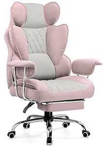 GTPLAYER Chaise Gaming, Ergonomique Fauteuil de Bureau avec Support Lombaire à Ressorts ensachés, Siège Large avec Accoudoirs Souple et Repose-Pieds, Réglable en Hauteur Tissu technologique Rose
