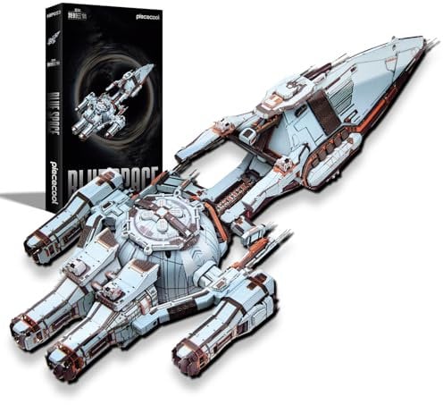 Piececool 3D Puzzle Metall Raumschiff Blauer Raum, Dreikörperproblem Weltraumkampfschiff Handwerk Modellbausätze für 340 Edelstahl, 3D Puzzles Modellbausatz Erwachsene, Geschenk, Dekoration, 259 Teile