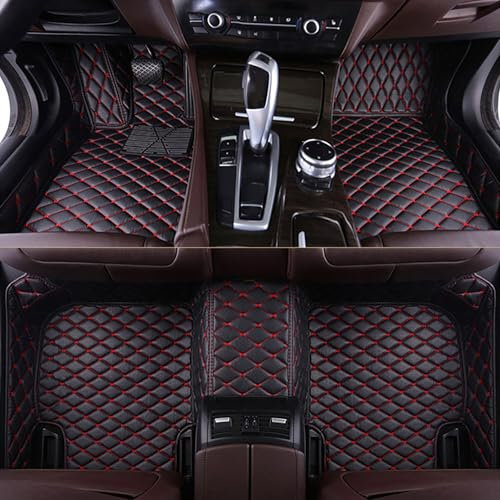 SIOXFN 3 Stück Nach Maß Leder Fußmatten Auto für Mazda MX-5 2005-2015, wasserdichte rutschfeste Auto Bodenmatte Fußmatten Allwetterschutz Auto Fussmatten Zubehör,C Black+Red