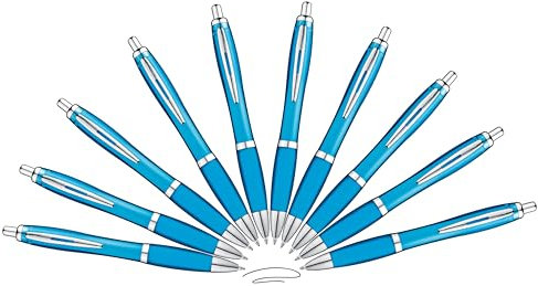 Libetui 10 Stück ergonomische Kugelschreiber türkis rutschfeste Griffzone blaue Druckkugelschreiber Großraumine Schwarz schwarzschreibend Kulis Hellblau
