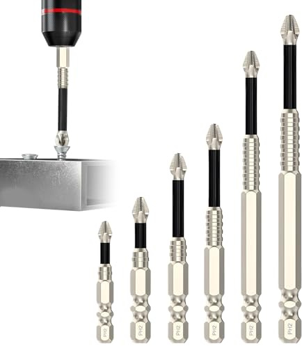 Anti-Rutsch Schraubendreher-Bit-Set 6-teilig | Hochfest & Magnetisch | Für Schlagschrauber & Akkuschrauber | Präzisionsgeschliffen (25–150 mm) | Rostfrei & Stoßfest