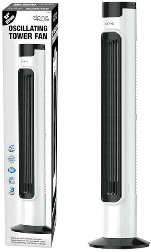 HomeVibe® 32 Inch Oscillating Tower Fan – White/Black, Quiet 3-Speed, Timer, Adjustable Height, Slim Space-Saving Design, Energy Efficient for Home & Office