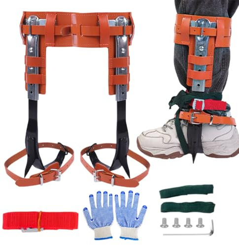 Baumkletterspikes – Baumklettergeschirr | Kletterausrüstung | Bäume Chirurgen Chirurgen verstellbare Beinschafthöhen links und rechts Spikes für Kletterer Jagd Obstpflücken Outdoor-Aktivitäten