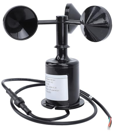 YolieraArt Anemometro professionale con sensore di velocità del vento a 3 tazze, struttura in materiale ABS, uscita RS485, tensione larga 9 To30V, per misurazione meteorologica agricola industriale