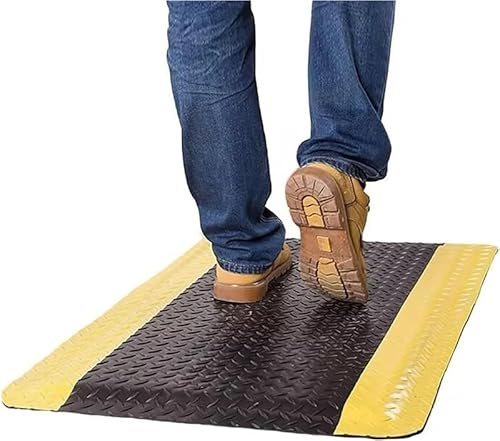 1 Stück ergonomische Anti-Ermüdungsmatten – Industrielle, gepolsterte Bodenmatten for Werkstätten, rutschfest, antistatisch, gelb & schwarz(3cmx100x125cm)