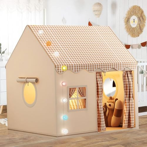 Spielzelt Kinder, Kinderzelt für Drinnen, Spielhaus Indoor, Prinzessin Spielzelt mit Fenstern als Kinderzimmer Deko & Lesezelt, Kinderspielzelt Spielhaus für Jungen und Mädchen